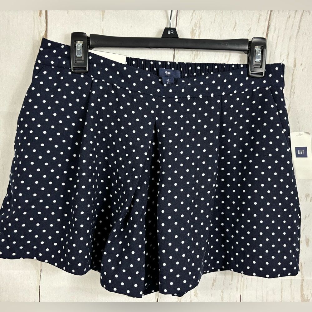 NWT Gap Pleated Navy Polka Dot Flowy Skirt Shorts